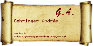 Gehringer András névjegykártya