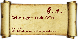 Gehringer András névjegykártya